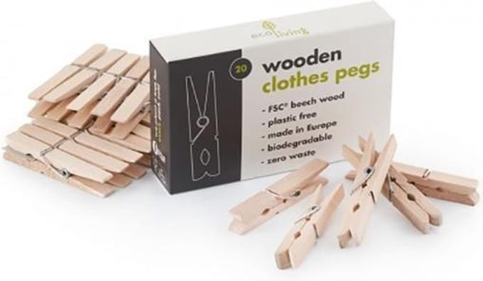 Ecoliving | Houten | wasknijpers | 20 stuks in verpakking