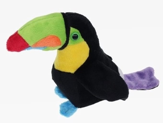 Cornelissen pluche gekleurde toekan knuffel - 15 cm - Vogel knuffels - Speelgoed voor kinderen