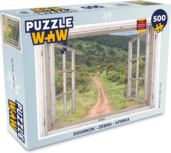 Puzzel Doorkijk - Zebra - Afrika - Legpuzzel - Puzzel 500 stukjes