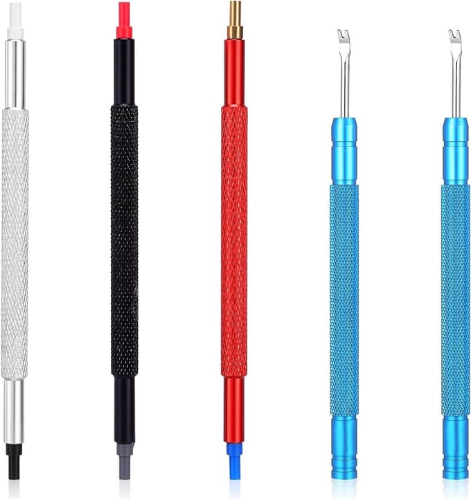 Set van 5 Horlogemaker Reparatietools, Handverwijderaar, Druktool, Leverpuller en Accessoires voor Horloges