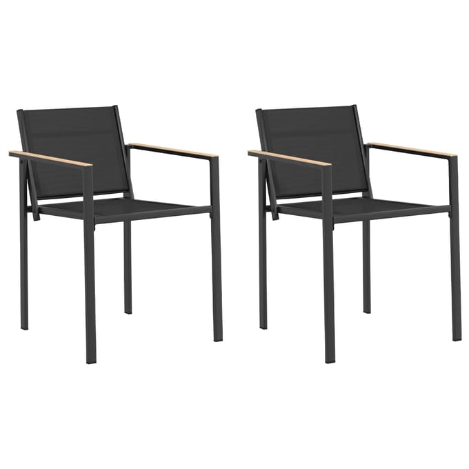 vidaXL - Tuinstoelen - 2 - st - Zwart - en - Anthraciet - Textileen - stof