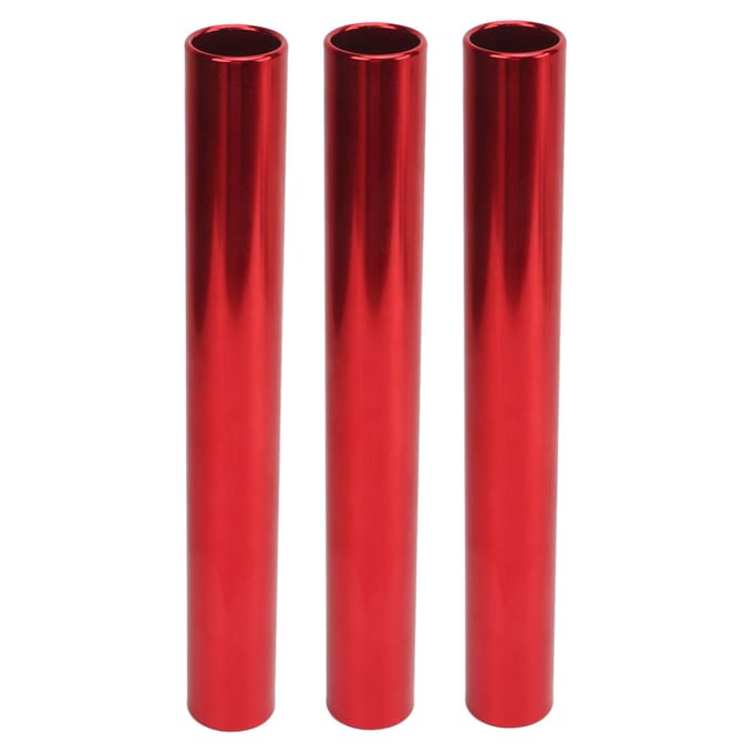 3 Stuks Aluminiumlegering Atletiek Estafettestokken Baanstokken Raceuitrusting voor Loopwedstrijdteam voor Buiten Lopen rood