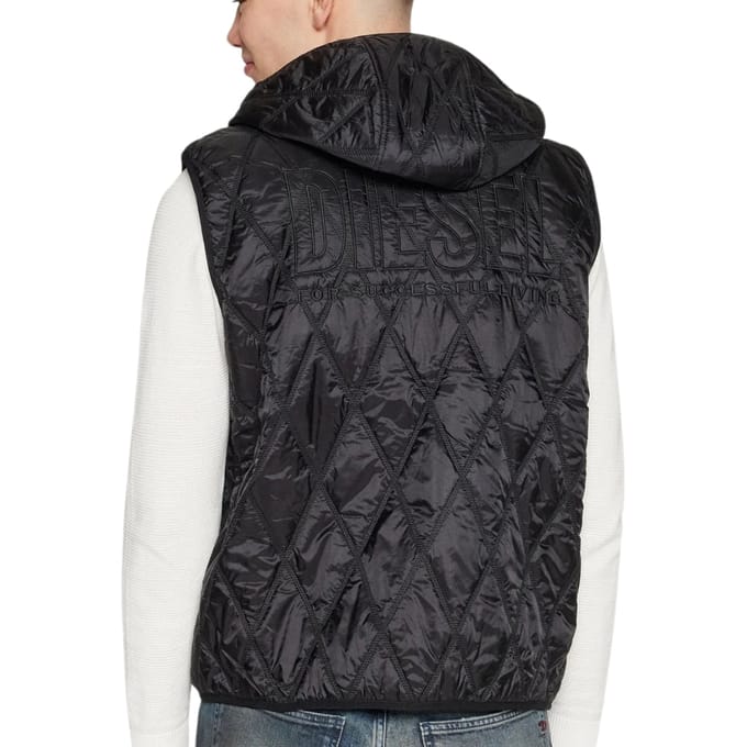 Diesel merklogo zwart gewatteerd giletjack