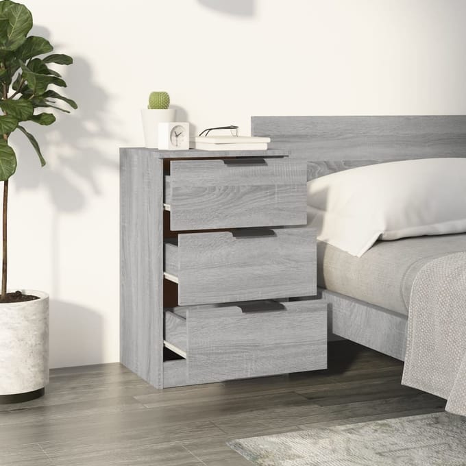 vidaXL - Nachtkastje - 40x36x65 - cm - grijs - sonoma - eikenkleurig