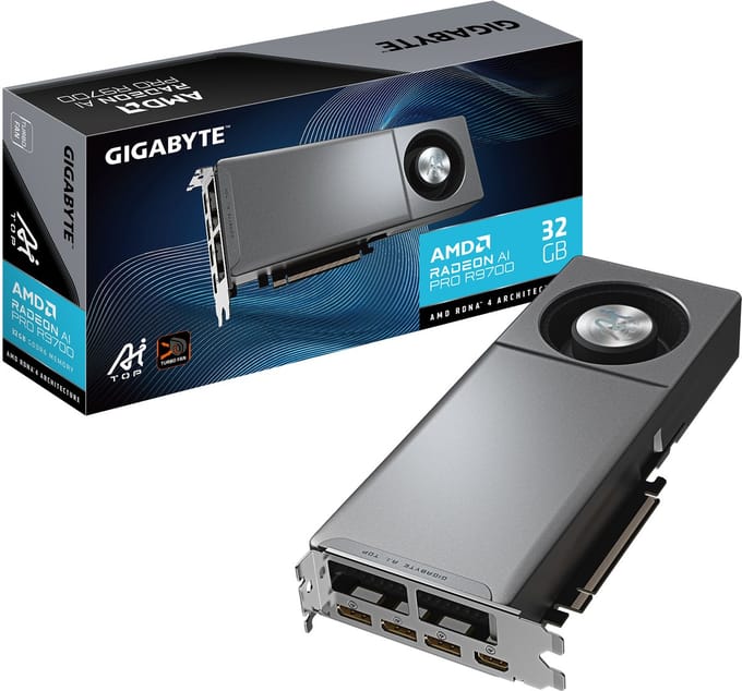 GIGABYTE Radeon AI Pro R9700 AI TOP - 32GB GDDR6 RAM - Grafische kaarten