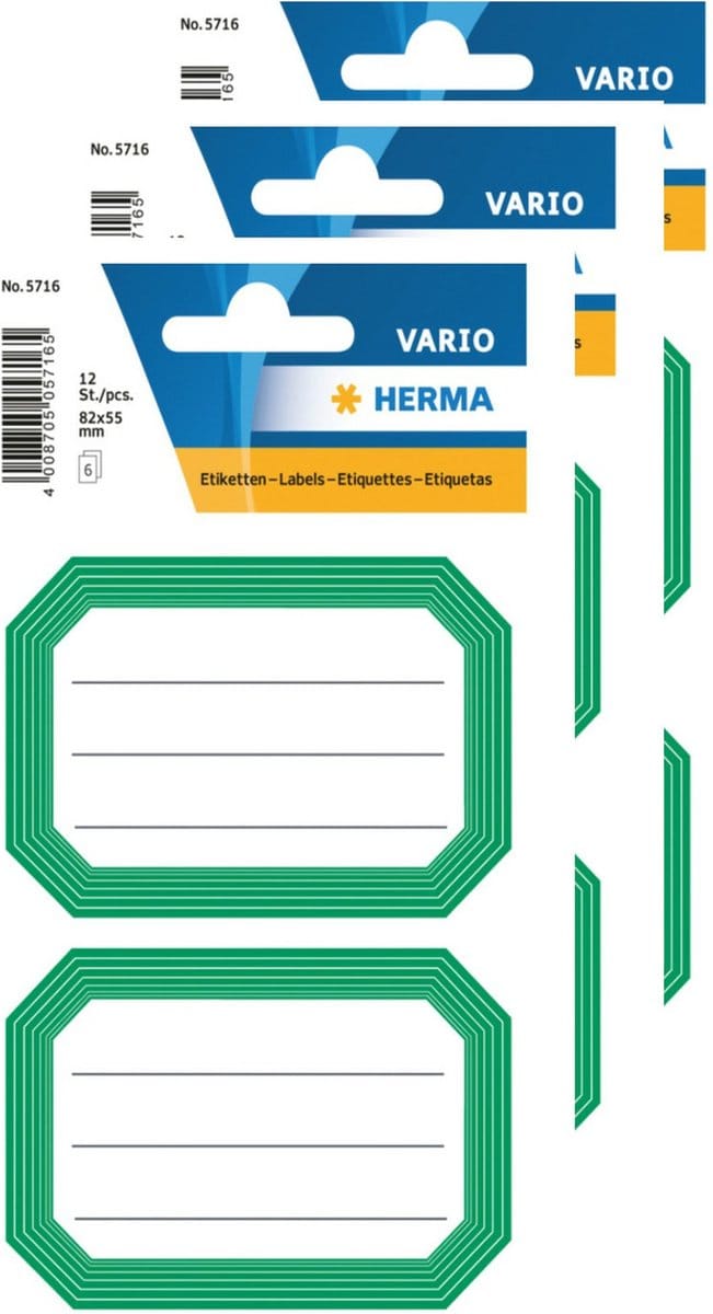 Herma Schoolboeken etiketten - stickers - 36x - groen/wit - 8.2 x 5.5 cm