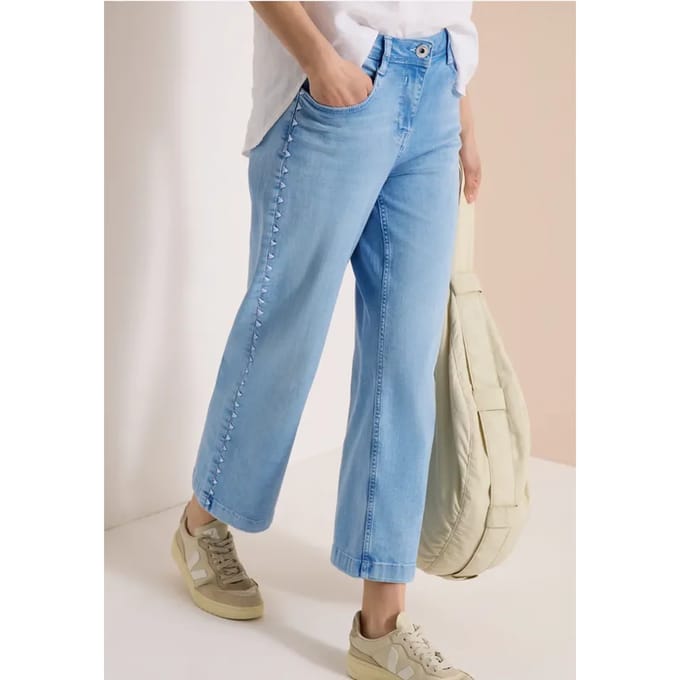 7/8 Wide Legs jeans met geborduurd detail