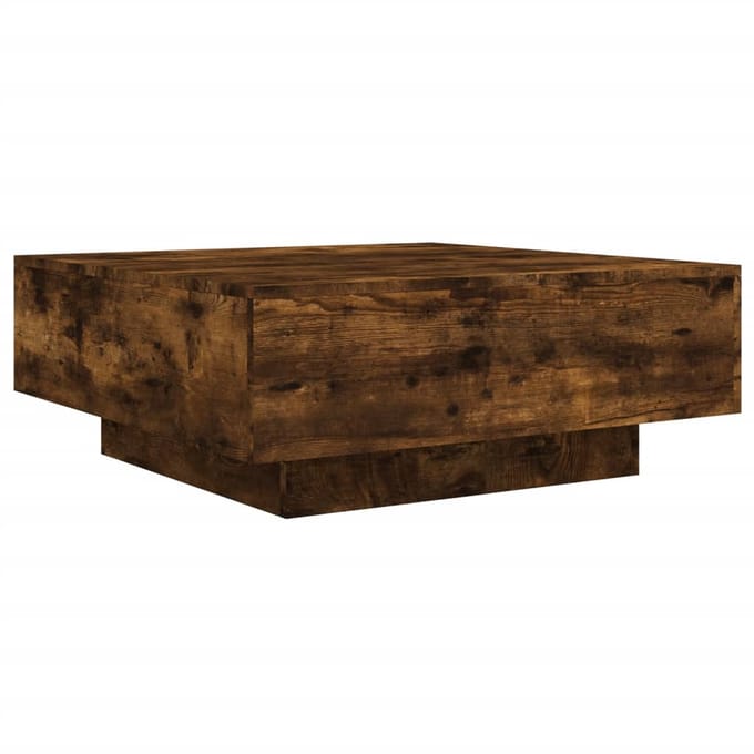 vidaXL - Salontafel - met - LED-verlichting - 80x80x31 - cm - gerookt - eikenkleurig