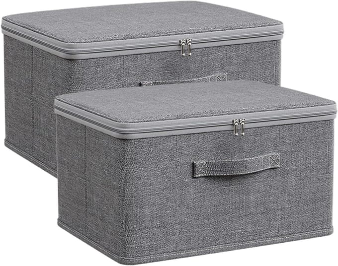 Stoffen opbergdoos - Mand Organizer - Huis Opruimen - Met Deksel - Extra Large - Grijs