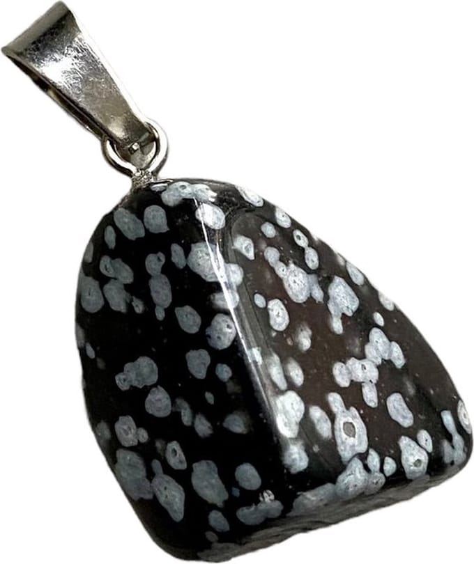 Sneeuwvlok Obsidiaan Trommelsteen Hanger