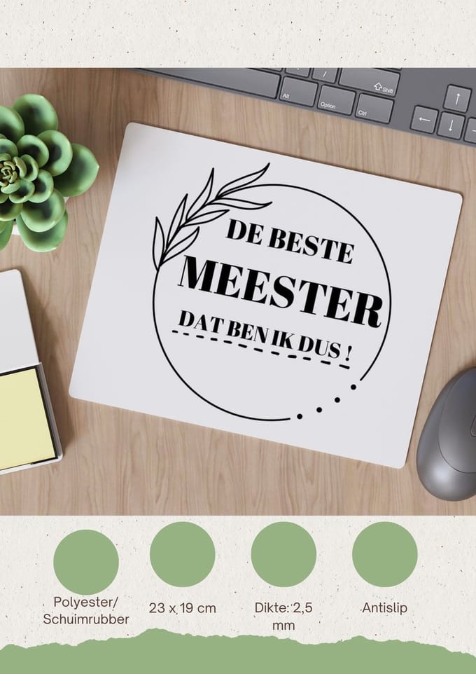 Akyol - beste meester dat ben ik dus Muismat - Meester - leraar - collega's - verjaardag - afscheidscadeau - geschenk - leuke cadeau - kado - 23 bij 19 cm