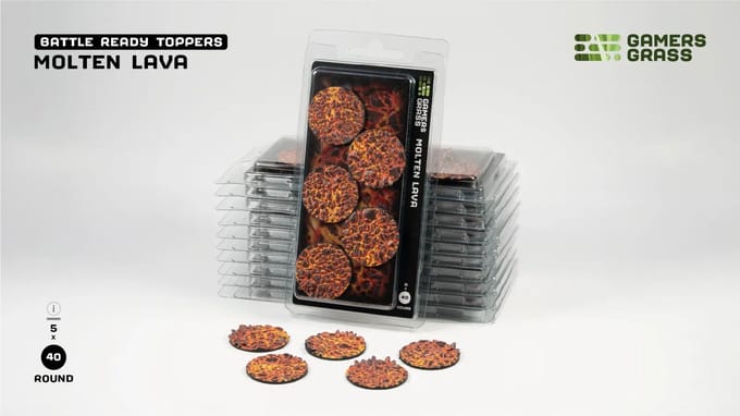 Molten Lava Bases Pre-Painted (5x 40mm Round)