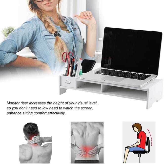 Computer Display Verhoger Laptop PC Standaard Thuiskantoor Desktop Tafel Opberg Organizer Plank Black gray