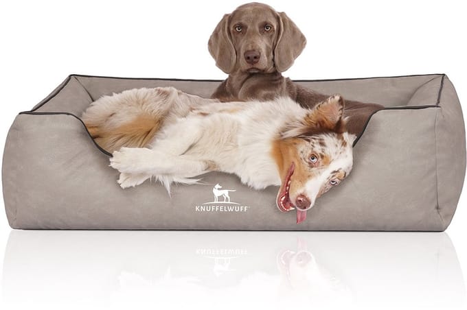 Knuffelwuff Hondenbed Scottsdale van kunstleer XL 105 x 75cm lichtgrijs