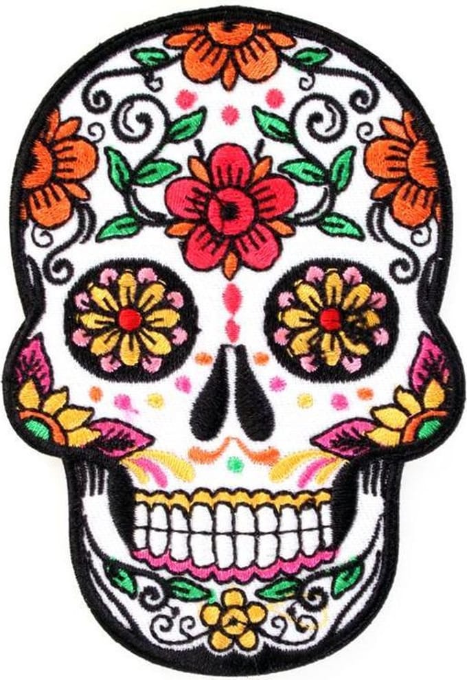Applicatie Sugar skull 10,5x7 cm met lijm