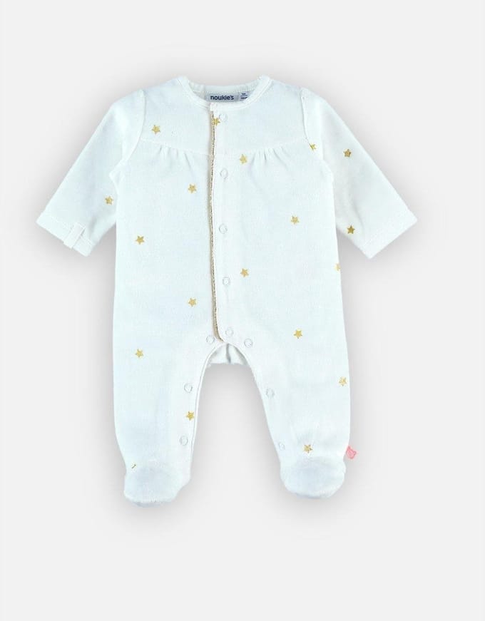 noukie's , pyjama, velour , meisje, creme sterren , 6 maand 68