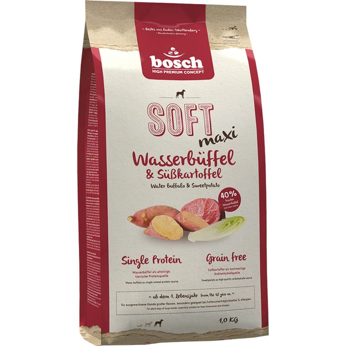 1kg Bosch HPC Soft Maxi waterbuffel & Zoete aardappel droogvoer voor honden