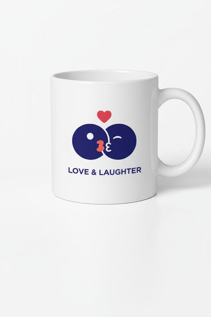 Liefde & Lachen Mok | Kus Emoji Design | Romantisch Keramisch Cadeau