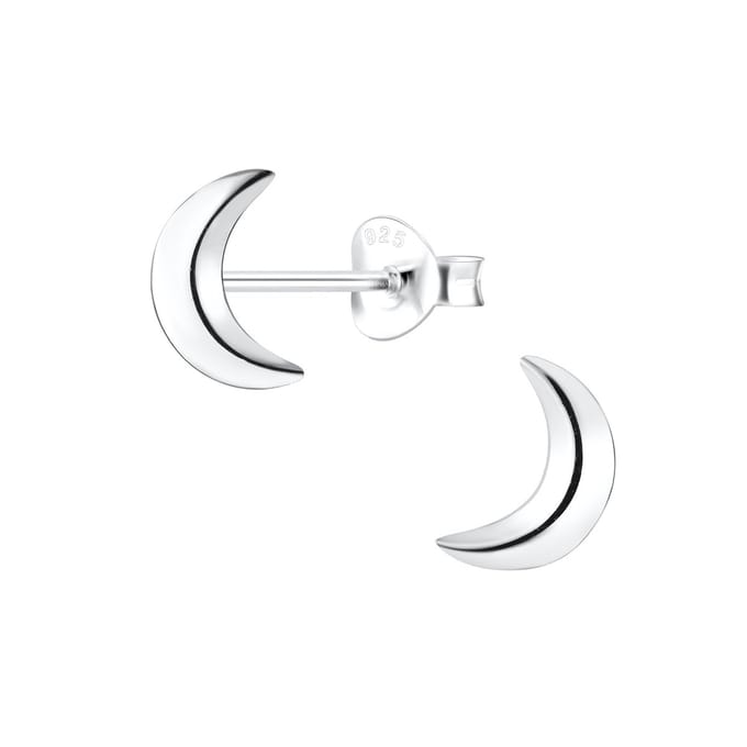 Joy|S - Zilveren maan oorbellen - 6 x 8 mm