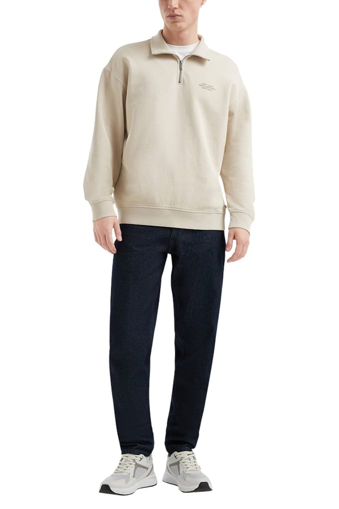 Verbleekte katoen zip sweatshirt met print vooraan QS