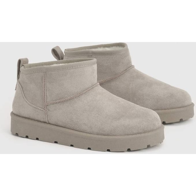 boohoo Dames Ultra Mini Laarzen met nep bontvoering | Mocha | Maat: 3