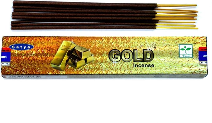 Satya Wierookstokjes - Goud - Grote doos van 12 x 15 gram