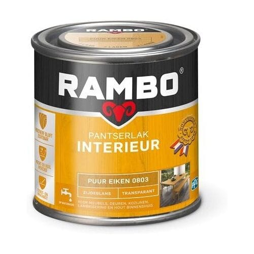 Rambo Pantserlak Interieur - Transparant Zijdeglans - Houtnerf Zichtbaar - Puur Eiken - 0.25L