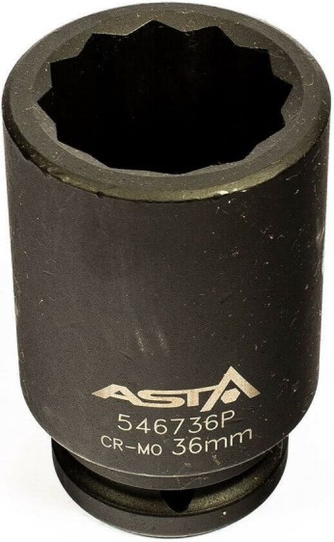 twaalfkant verlengde krachtdop - 36 mm - 3/4 duims aansluiting - slagdop - impact dop - rateldop - asta