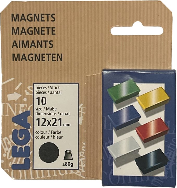 Lega Magneten 12x21mm zwart - 10 Doosjes a 10 stuks