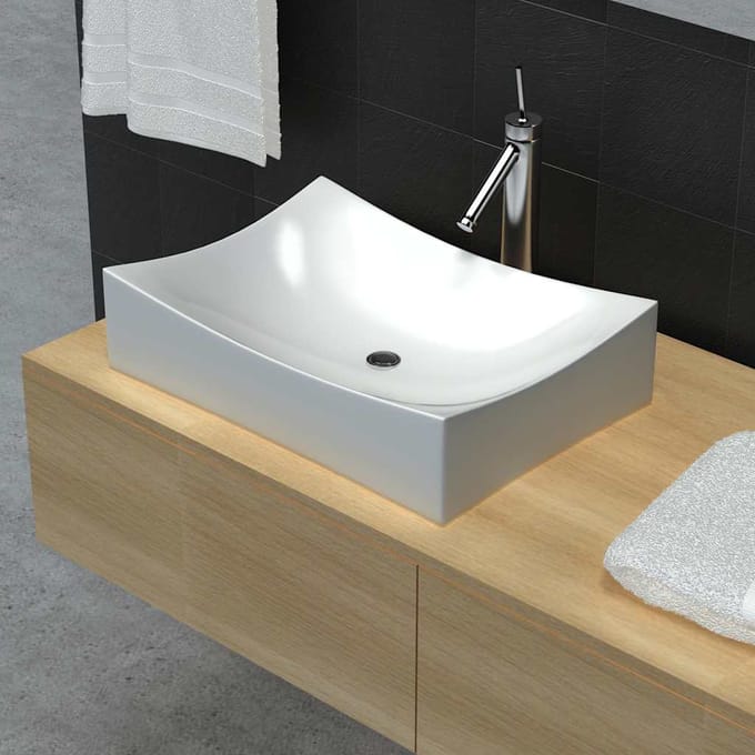 vidaXL - Keramische - wasbak - schaalvormig - hoogglans - (wit)