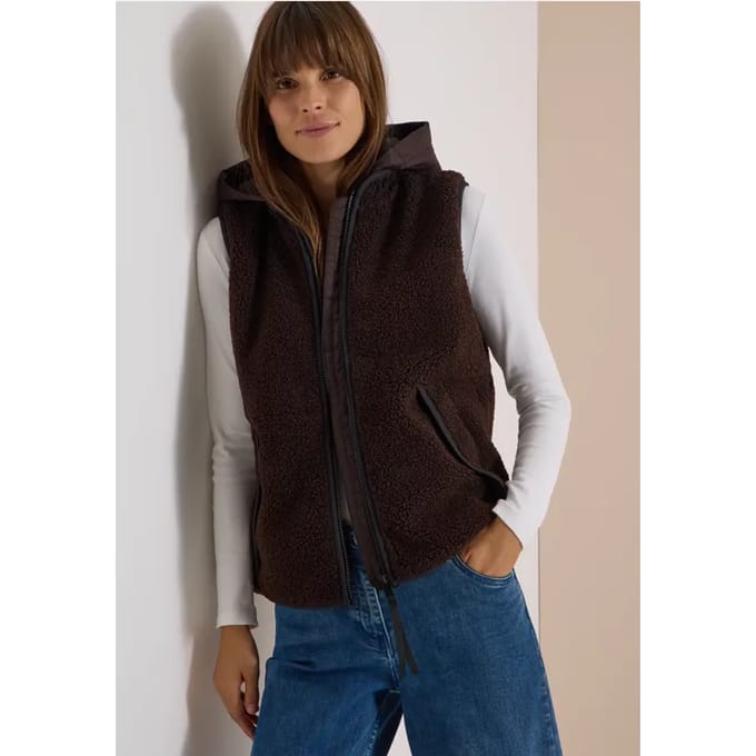 Teddy gilet met afneembare capuchon