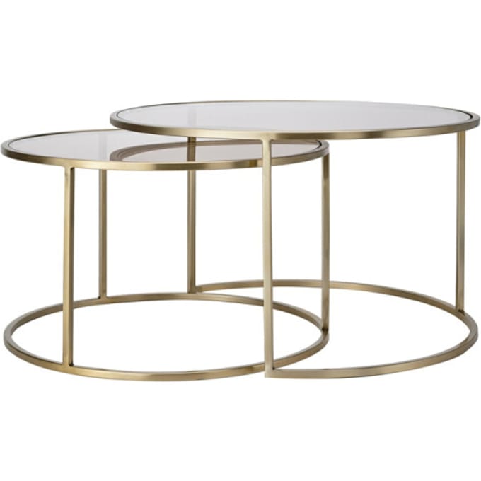 Light & Living Salontafel Duarte - Bruin Glas/Goud - Ø65+Ø75cm - Modern