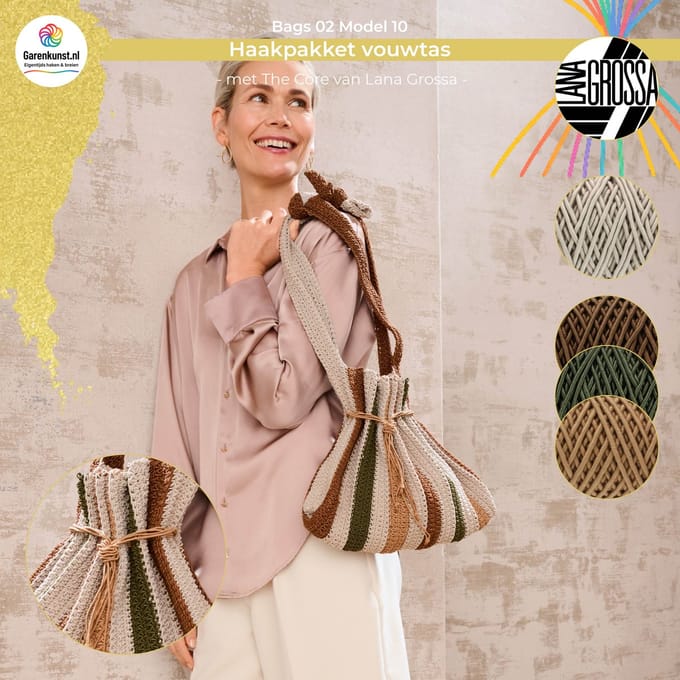 Haakpakket vouwtas met The Core – Model 10 – Bags 02 | Lana Grossa-multikleur