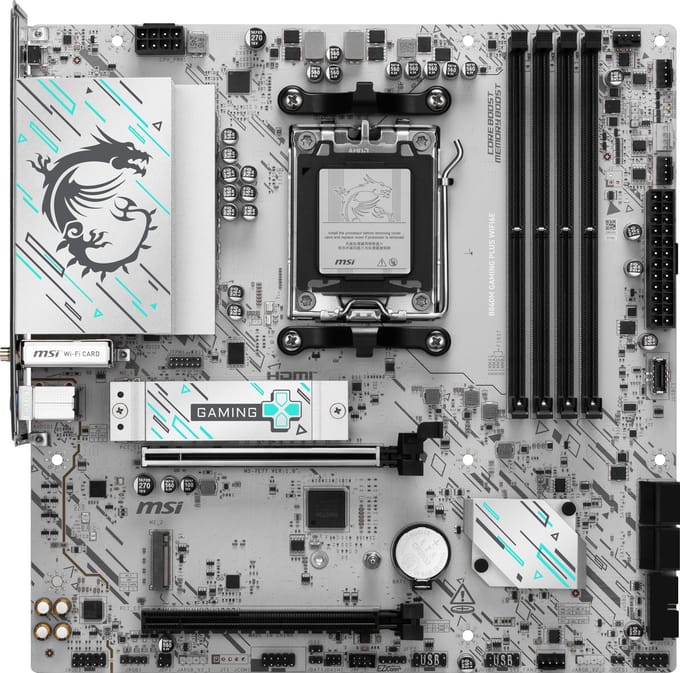 MSI B840M GAMING PLUS WIFI6E AM5 mATX MB Moederbord Socket AMD AM5 Vormfactor ATX Moederbord chipset AMD® B840