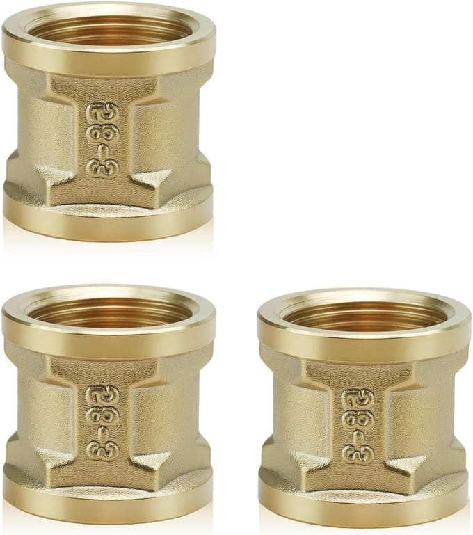 G3/4 inch IG/IG Messing Connector, 3-delige Fitting, Gele Adapter voor Dubbele Aansluiting en Pijpaansluiting