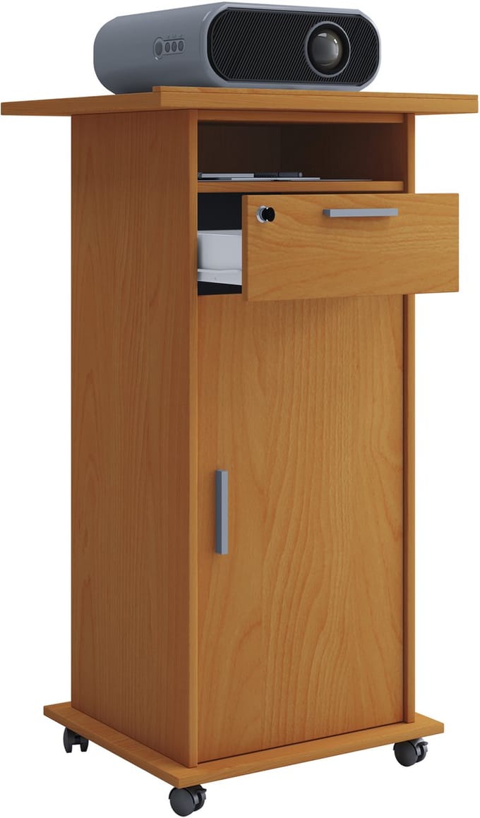 Tafel meubel trolley onderstel beamer projector wielen oprolbaar Neta deur
