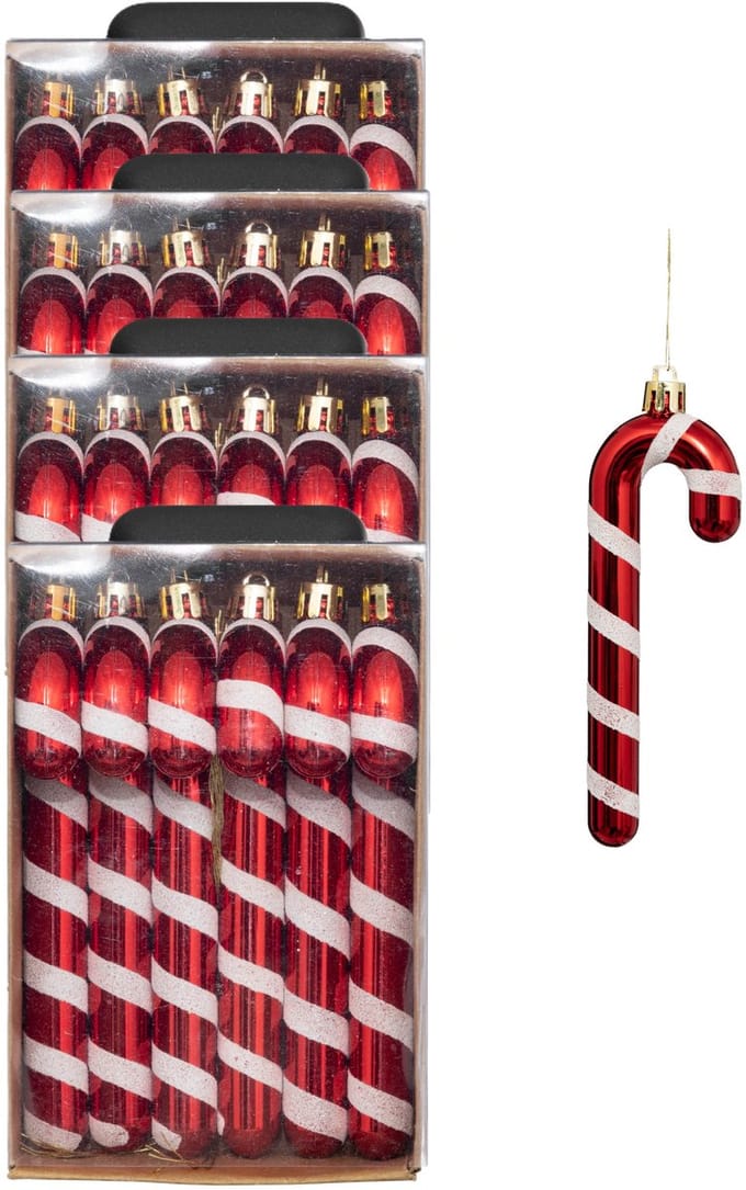 Feeric lights and christmas kersthangers zuurstokken 24x -plastic- 14cm