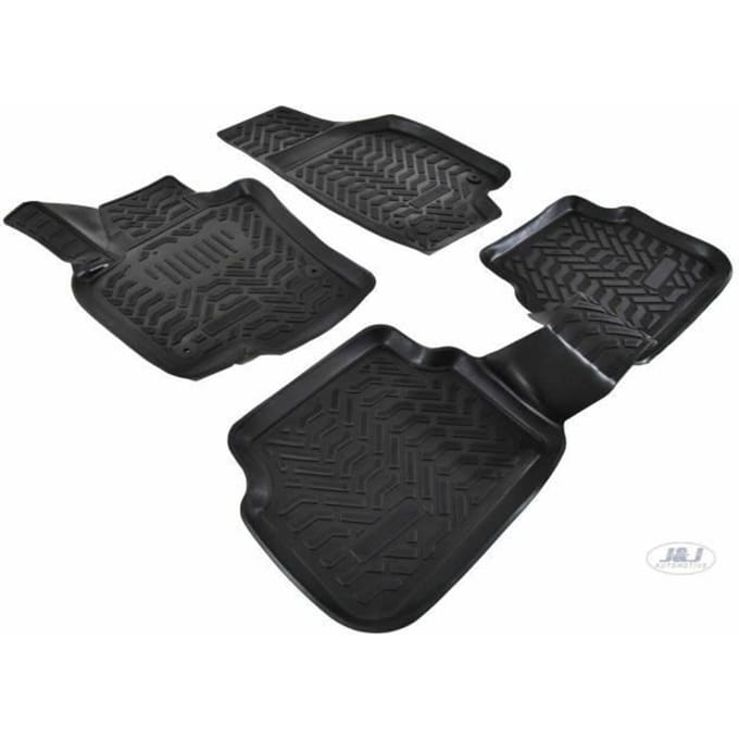 Tapis de sol en caoutchouc - 3D EXCLUSIVE - Tiguan 2007-2015 - 4 pièces - Sur mesure - Noir