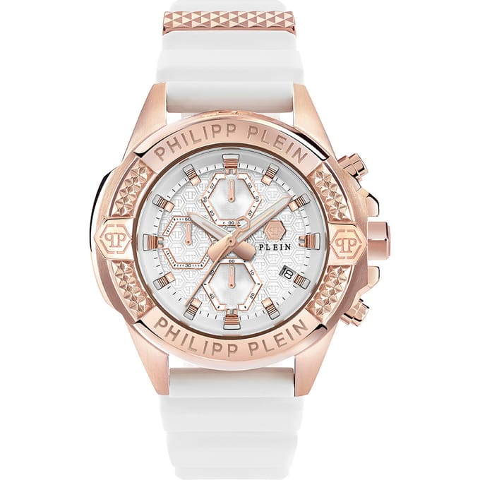 Philipp Plein The $Kull Chrono PWWFA0325 Horloge - Siliconen - Wit - Ø 44 mm