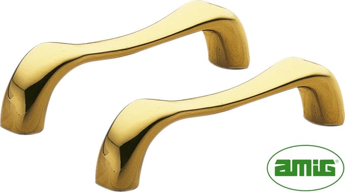 AMIG Luxe Handgreep Meubelgreep – Hartafstand 76mm - 2 stuks - Gepolijst Messing - Goud