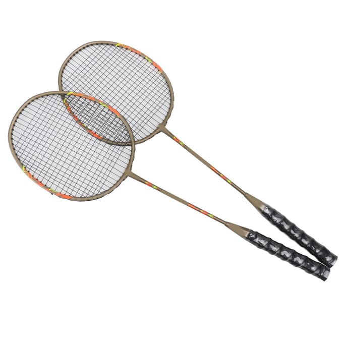 2 Stuks Badmintonracketset Lichtgewicht IJzerlegering Eendelig Badmintonrackets met Opbergtas voor Beginner white