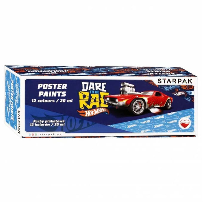 Posterverf 12 kleuren Hot Wheels, 20ml