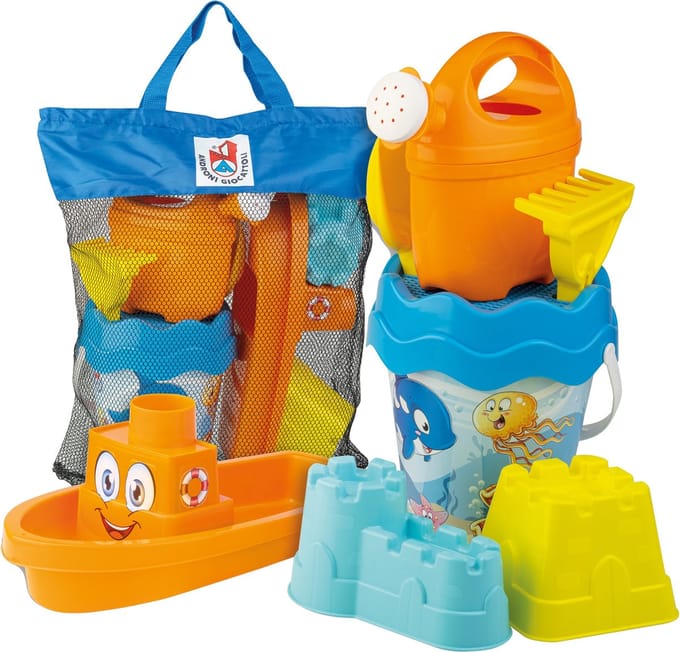 Androni Giocattoli strandset onderwaterwereld in tas 8-delig speelgoed.