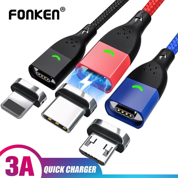 Câble magnétique bi fonction charge rapide pour téléphone portable USB 2M Micro Cable+Plug
