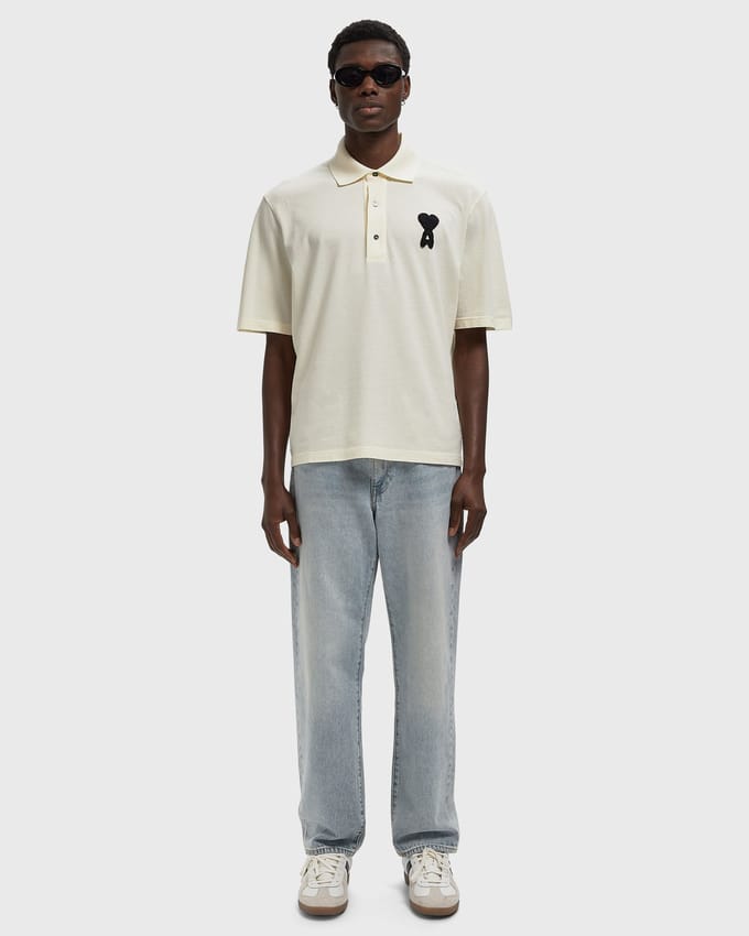BOXY FIT POLO WITH AMI DE COEUR KNITTED PATCH