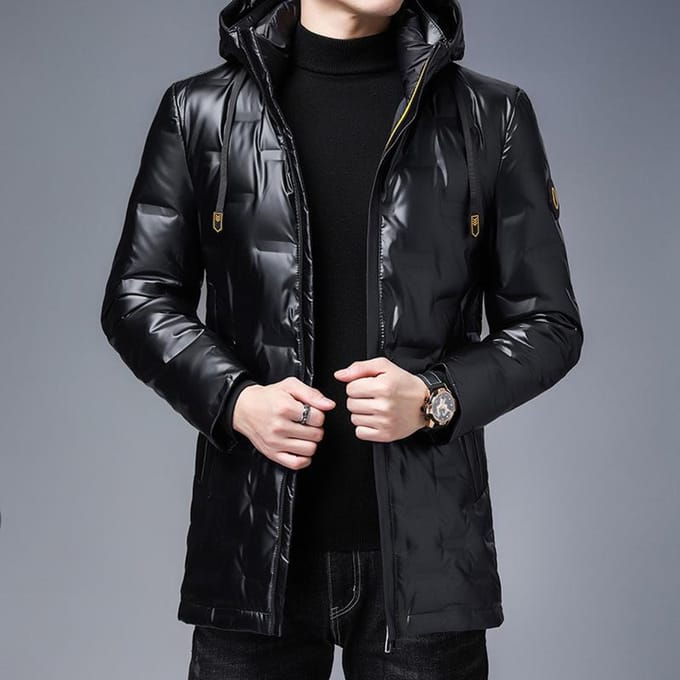 Donsjack Heren Middellang Winter Koreaans Jeugd Plus Size Afneembare Capuchon Mode Casual Jas 4XL black