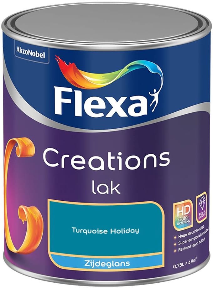 Flexa - Creations Lak Zijdeglans - Turquoise Holiday - Mengverf - 750 Ml