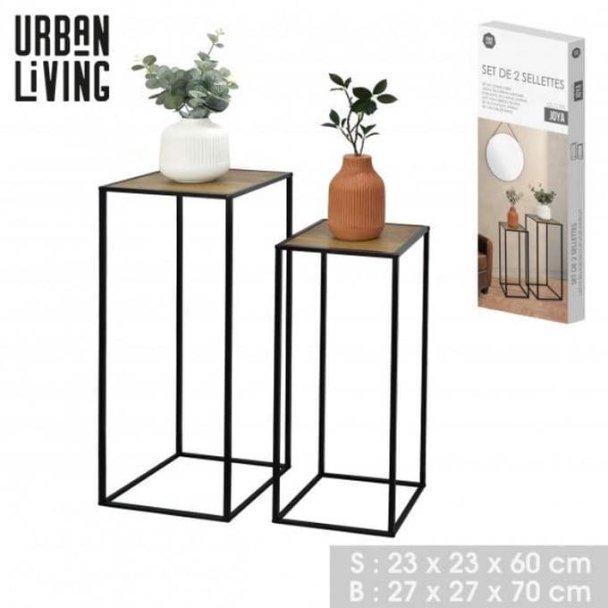 "JOYA" SET VAN 2 BIJZETTAFELS 23×23×H60 CM EN 27×27×H70 CM