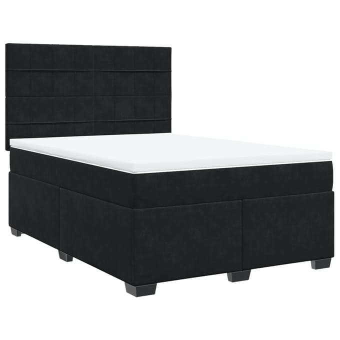 vidaXL - Boxspring - met - matras - fluweel - zwart - 140x200 - cm