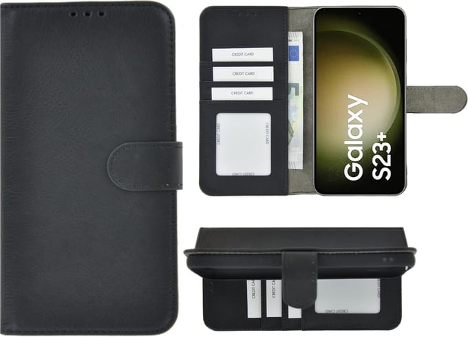 MoDo hoesje Geschikt voor Samsung Galaxy S23+ - Kunstleer Book Case - Zwart